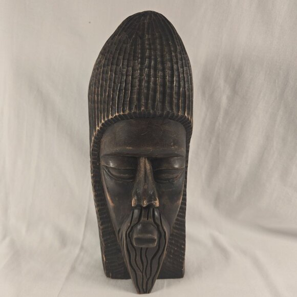 Vintage 12" Hand Carved African Tribal‎ Bust Sculpture Wooden Ebony? Duel Sided - Picture 1 of 10